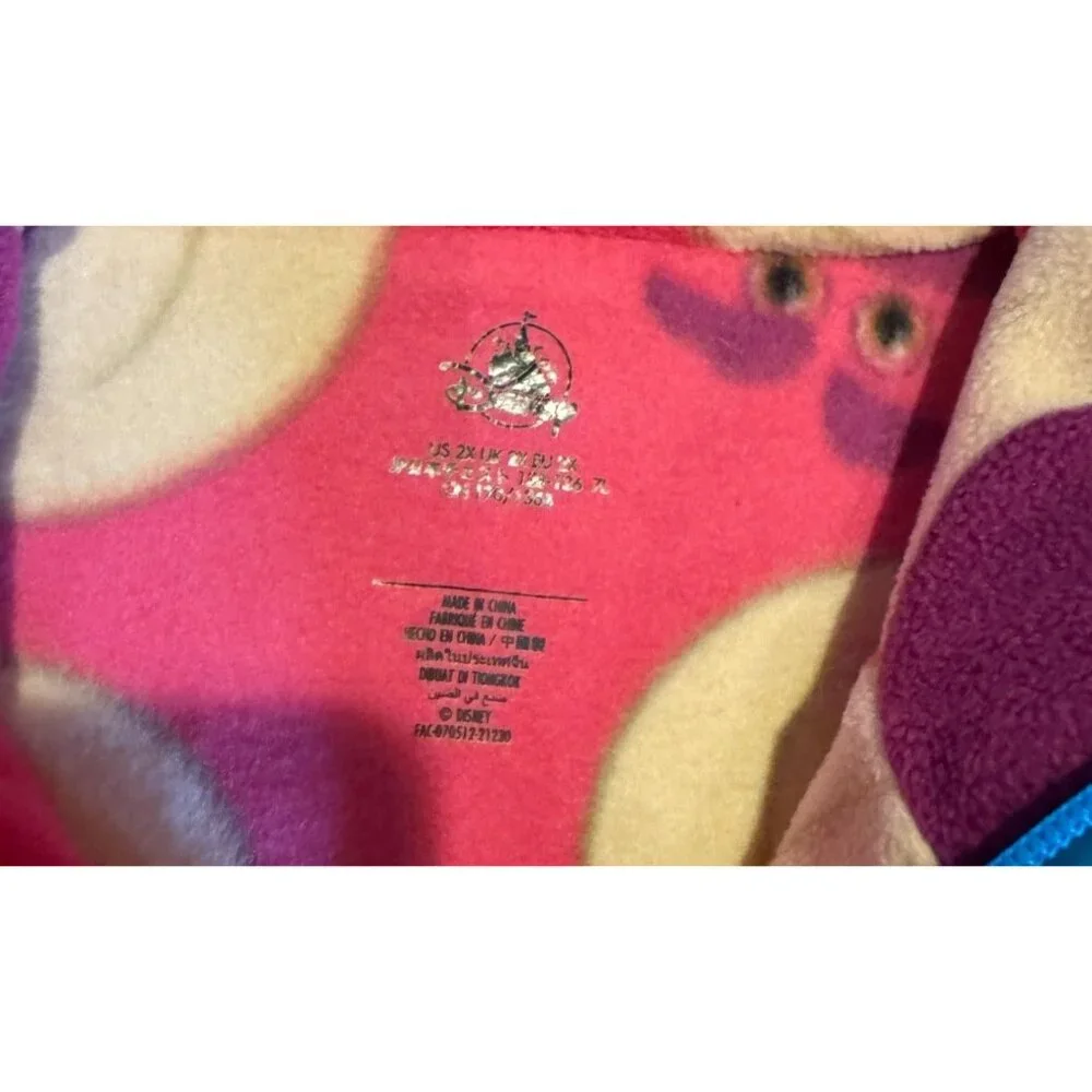 Disney Lotso Fleece Vest Pink With Purple & Yellow Faces Zippered Front Pockets - Picture 3 of 10